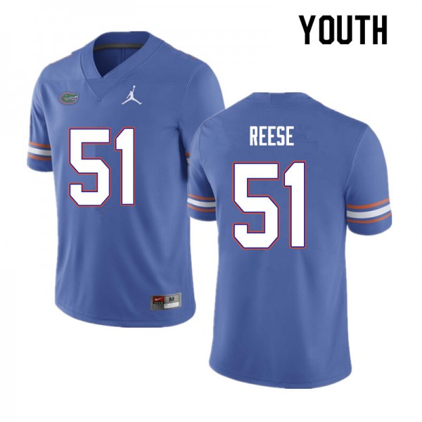 Youth #51 Stewart Reese Florida Gators College Football Jersey Blue